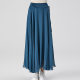 Mulberry silk georgette deep sea blue natural waist ruffle loose large size large double layer silk skirt