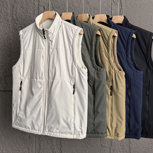 
Double-sided wearable! American casual autumn and winter men's fleece stand collar thickened windproof warm vest vest jacket