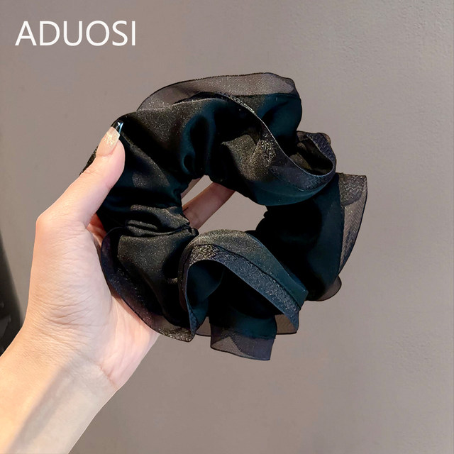 Ados hair tie, French high-end hair tie, black pleated versatile temperament, large intestine ring hair tie