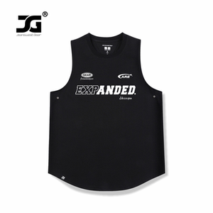 JG men's large size brand American racing letters English printed sleeveless vest t-shirt for men and women pure cotton sports style