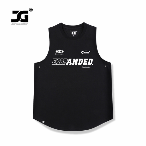 JG men's large size brand American racing letters English printed sleeveless vest t-shirt for men and women pure cotton sports style