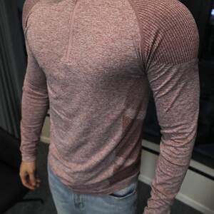 
GTAL American seamless jacquard zipper long-sleeved training fitness outdoor strong top sports quick-drying slim T-shirt
