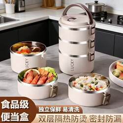 Multi-Layer Lunch Box with Large Capacity, Double-Layer Stainless Steel Lunch Box with Lid, Portable Sealed Lunch Box for Office Workers and Students