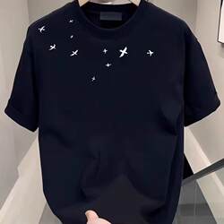 Summer New Style Pure Cotton Short-Sleeved T-Shirt, High-End Versatile Loose Half-Sleeve ins American Style Unisex Student Niche Cool Top