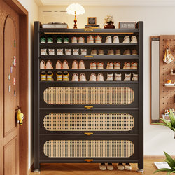 New rattan retro shoe cabinet shoe rack doorway home entry simple modern wall-mounted multi-layer storage shoe rack
