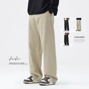 FAFC autumn and winter American -style heavy cotton cotton light core velvet loose straight leisure mopping casual trousers men's tide
