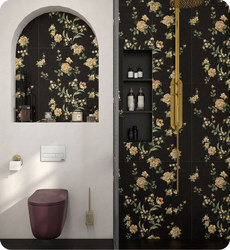 French Retro Tiles 400X800 Bathroom Tiles Bathroom Toilet Plant Flower and Bird Cream Style Balcony Wall Tiles