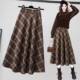 Spring and Autumn Pilele Skirt Women's Retro New Middle Long Mid -length A -line skirt high waist high waist and thin long skirt tide