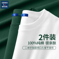 Genio Lamode Solid Color Short-Sleeve T-Shirt for Men 2025 Autumn Heavyweight Pure Cotton Dopamine Long-Sleeve Base Layer
