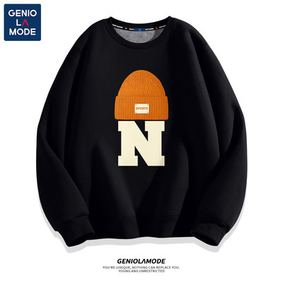 Geniolamode American Round Neck Sweatshirt Men's Spring And Autumn Thin Coat Large Size College Style Pullover | Genio Lamode