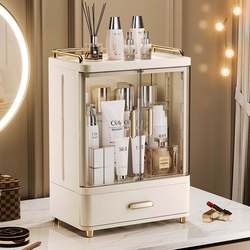 Cosmetic Storage Box Drawer Powder Puff Lipstick Skin Care Products Desktop High-End Transparent Dust-Proof Dressing Table Storage Rack