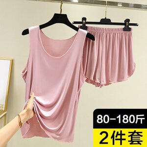 莫代尔飞边背心短裤套装女夏季薄款居家睡衣休闲大码家居服两件套