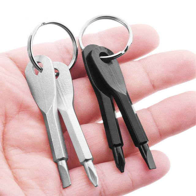 Portable screwdriver precision cast steel mini cross multi-function tool outdoor practical keychain small screwdriver