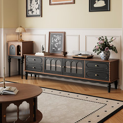 Nordic-Style Solid Wood Tv Cabinet for Living Room, 2026 New Model, Home Storage Cabinet with Integrated Vintage Coffee Table