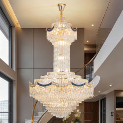 Large Chandelier for Duplexes, French-Style Living Room Lamp, Light Luxury and High-End Feel, Villa High-Ceiling Lobby Imported Crystal Chandelier