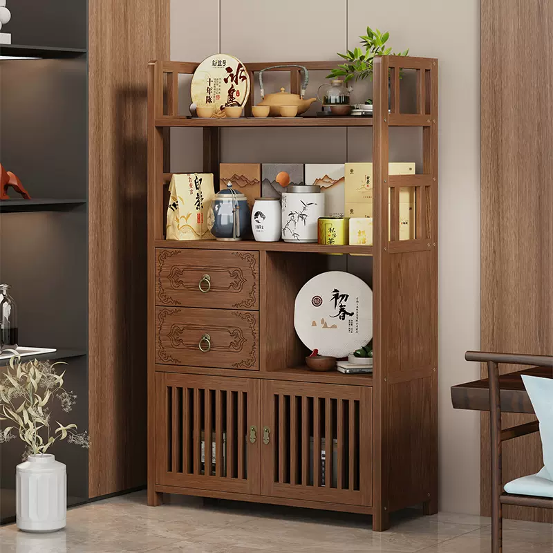 匠俱】茶櫃置物架帶抽屜52×30×110CM(茶水櫃邊櫃茶具收納櫃儲物櫃