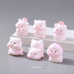 Cute Peach Pig Stress-Relief Desktop Ornament, Healing Office Computer Monitor Workstation Decoration