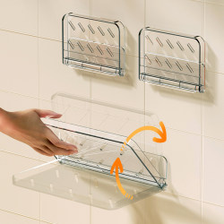 Bathroom Storage Rack, Foldable Wall-Mounted Storage Box, Wall-Mounted Toilet Phone Holder, Toilet Paper Holder, No-Drill Bedside Shelf