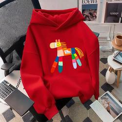 Red Hooded Sweatshirt for Women, Autumn and Winter, Fleece-Lined, Festive Clothing for the New Year, 2026 Year of the Horse, Zodiac Year Clothing, New Year's Shirt