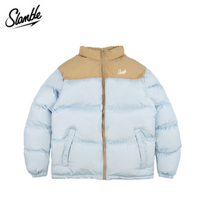 SLAMBLE winter new American -style color matching thickened cotton coat men's and women's loose leisure and warmth prevention trend