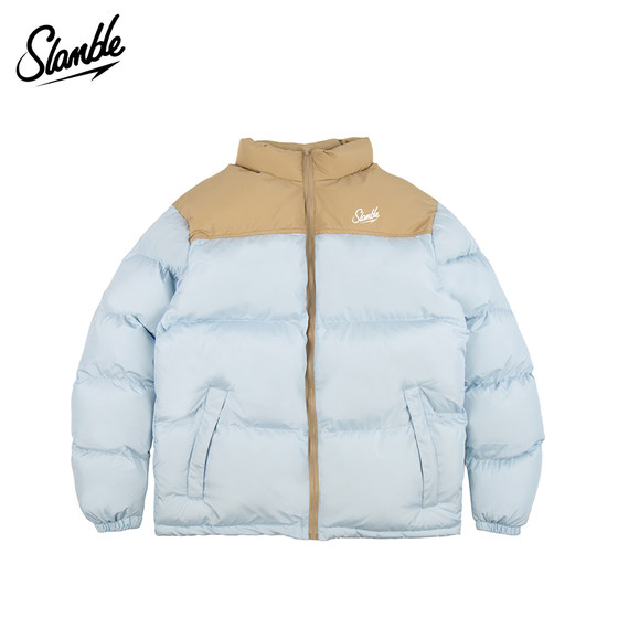 SLAMBLE winter new American -style color matching thickened cotton coat men's and women's loose leisure and warmth prevention trend