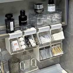 Bathroom mirror cabinet storage box cosmetics storage artifact bathroom cabinet under-hanging hanging basket wall-mounted storage rack