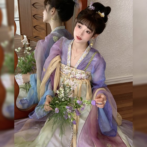 
Original Hanfu women [Search for the fragrance of 3,000-13 more] Tang Dynasty style adult ancient costume purple suit summer style