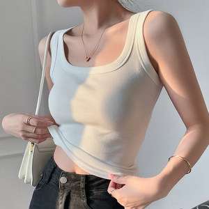 
Large size women's wide shoulder white suspender vest for women fat mm inner wear beautiful back and slim fit base for outer top