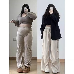 300*0.5kg large size women's American wide-leg work pants for women's autumn new style pants loose draping straight-leg casual pants