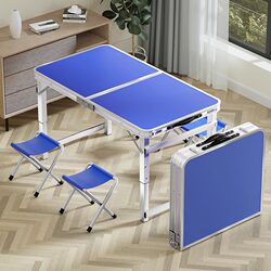 Folding Table for Outdoor Stalls, Small Foldable Portable Aluminum Alloy Camping Outdoor Dining Table and Chairs, Street Stall Table