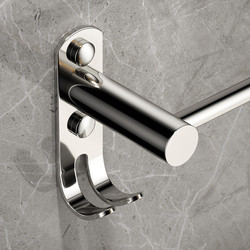 Thickened and Extended 304 Stainless Steel Towel Bar Towel Rack Bathroom No-Drill Single Rod Perforated Bathroom Storage Rack