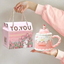 Girls Give Their Best Friends Cake Cups as Birthday Gifts, Giving Girls High-Quality, Cute, and Practical Ceramic Water Cups for Students