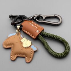 Keychain 2026 Get Rich Soon Braided Rope Car Keychain Leather Pony Pendant Souvenir Commemorative Gift