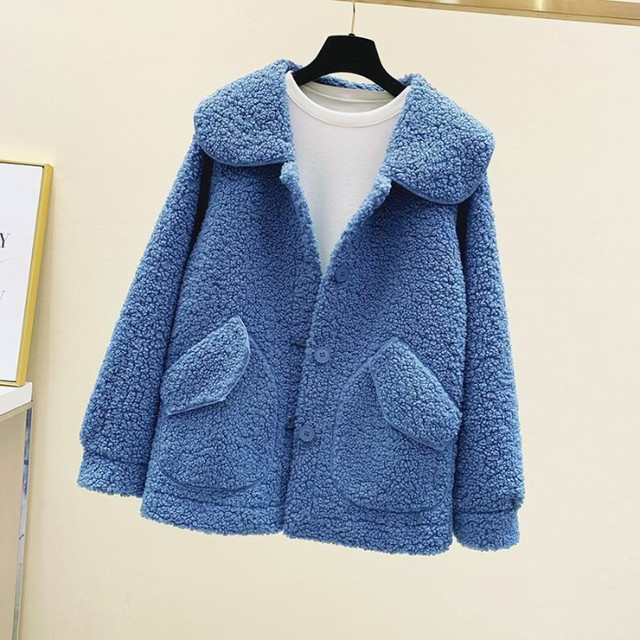 Special version of Taobao off-code brand women's new product fat mm slimming belly-covering large size lamb's wool jacket special sale at a loss
