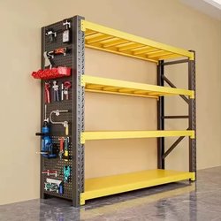 Perforated Board Shelves, High-Carbon Steel, Heavy-Duty Storage Warehouse, Multi-Layer Storage Iron Shelves, Storage Racks, Trolley