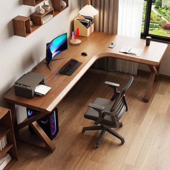 Solid wood corner desk corner desktop computer table bedroom L-shaped study table home writing work table corner table