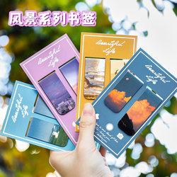Campus Gifts Ins-Style Scenery Magnetic Bookmarks, High-Value Magnetic Reading Stationery Bookmarks for Students, Cute Double-Sided Magnets