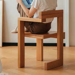 Mid-Century Retro Solid Wood Internet-Famous Chair, Simple Leisure Building Block Chair, Italian Light Luxury Black Personalized Design Creative Dining Chair