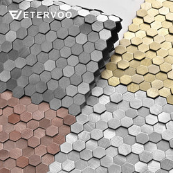 Light Luxury Metal Stainless Steel Wall Mosaic 3D Tiles Bathroom Entrance Background Wall Stickers Small Particle Blocks Self-Adhesive