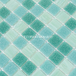 Green Mixed Glass Mosaic Tiles for Bathroom, Kitchen, Swimming Pool, Outdoor Pool, Non-Slip Wall Tiles and Floor Tiles