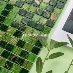 Green Retro Glass Mosaic Tiles Forest Green Bathroom Sink Balcony Restaurant Wall Tiles Floor Tiles