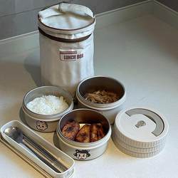 Harada Haruichi Lunch Box Stainless Steel Microwaveable Bento Box Portable Set for Office Workers and Students