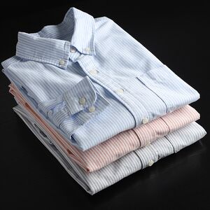 
European line order! Cotton Oxford spinning! Refreshing striped C! Autumn new men's business casual long-sleeved shirt