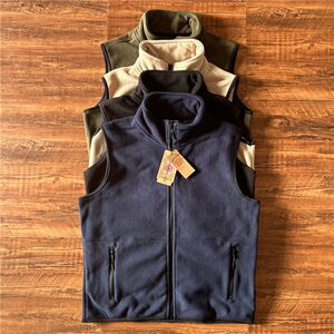 
Real shot of foreign trade men's vest, H-shirt, stand-up collar vest, polar fleece outer vest jacket, Japanese style simple and loose inner wear