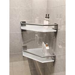 Oulaini Runze Bathroom Drainage Triangular Rack Acrylic Corner Shampoo Storage Rack Bathroom Shelf