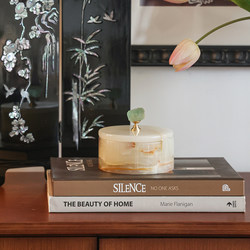 Natural Jade Storage Jar Decorative Ornament French-Style Home Desktop Bedroom Dressing Table Jewelry Box