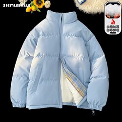 Winter Cotton-Padded Jackets for Men and Women, High-End Plaid Patchwork Cotton Clothing, Thickened and Warm, Loose-Fitting Puffer Jackets, Couple's Outerwear