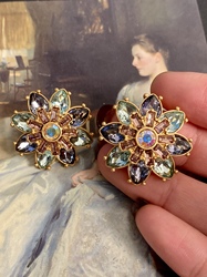 "guli New Style 2" Gorgeous Swarovski Diamond Earrings Palace Style Heavy Craftsmanship Snowflake Shaped Medieval Earrings
