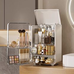Cosmetics Light Luxury Dustproof Storage Cabinet Plastic Dressing Table Storage Box Large Capacity Desktop Cosmetics Storage Box