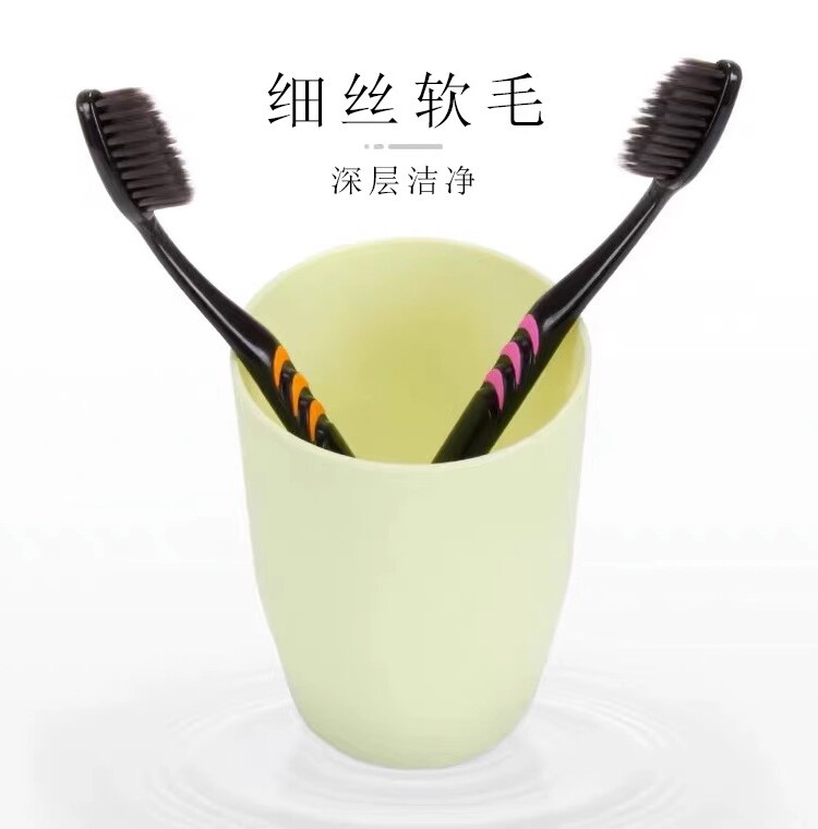 성인가족용 부드러운 모 칫솔 10개, 커플, 여성, 남성을 위한 초극세, 초부드러운 대나무숯, 아동세트 -